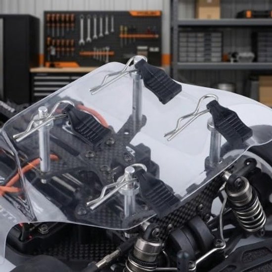 12 stuks metalen carrosserieclips voor RC modelbouw, universele bevestigingsklemmen voor voertuigchassis, geschikt voor 1/10, 1/12 en 1/16 modellen