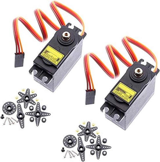 2 Stuks Analoge Servo Motoren met Metalen Tandwielen - 20kg Koppel voor Robotica, RC Voertuigen en Slimme Boten (180 Graden Controle)