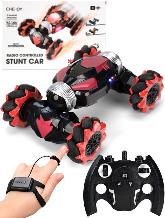 Chéroy RC Stunt Car - Rood - Radiografisch Bestuurbare Stunt Auto - RC Auto - Hyper 4WD Twist - Offroad - Speelgoed voor Binnen en Buiten