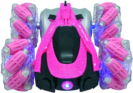 Crosslander® 360+ - Oplaadbare en Programmable Radio-Controlled Stunt Pink Car met verlichting.