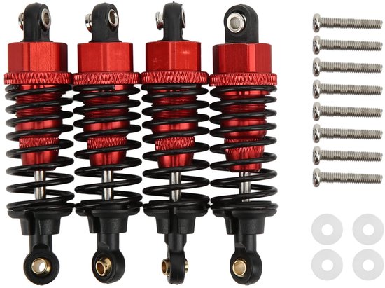 Set van 4 Aluminium Schokdempers voor R/C Auto - Metaal Schokdempers voor 1:10 R/C Auto Accessoires (Rood)