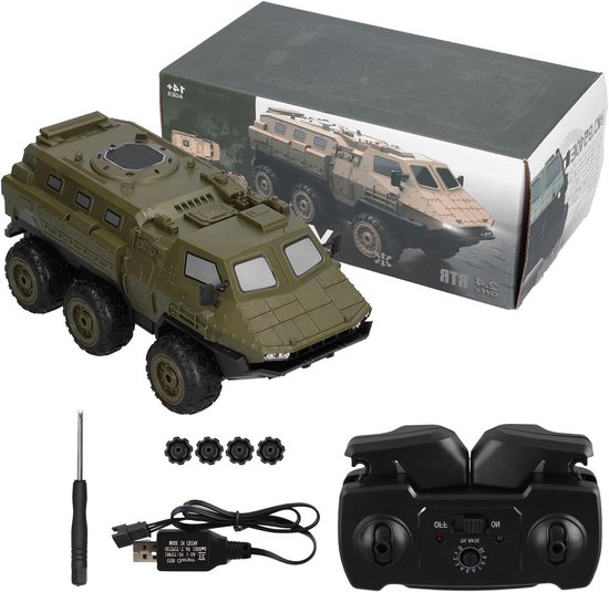 RC Gepantserde Vrachtwagen - Militaire Truck RC - Off-Road Rijden - 6WD Aandrijving - 1/16 Schaal - Legergroen