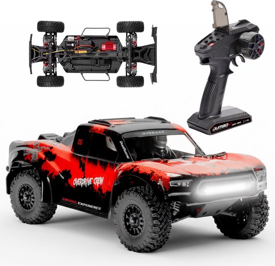 Overmax X-Giron RC Auto 1:10 – 4x4 Offroad – Borstelloze Motor 70 km/u – Carbon Chassis – IP64 Bescherming – Hydraulische Vering – Li-Po 3S 2200 mAh – Dumbo X5P Gyro Controller – RTR Set – LED Verlichting – Tot 300 m Bereik