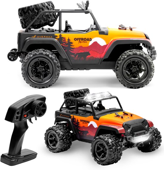 Overmax X-Quail RC auto / RC car 4x4 crawler 1:18 – drievoudige LED verlichting – 2 accu’s (tot 40 min) – wheelie functie – metalen aandrijfas – onafhankelijke vering – 25 km/h – terrein off-road model