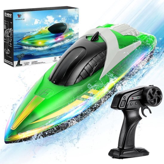 Bestuurbare Boot - 28cm x 20cm x 9cm - Boot op Bestuurbare Afstand - Groen - RC Boot