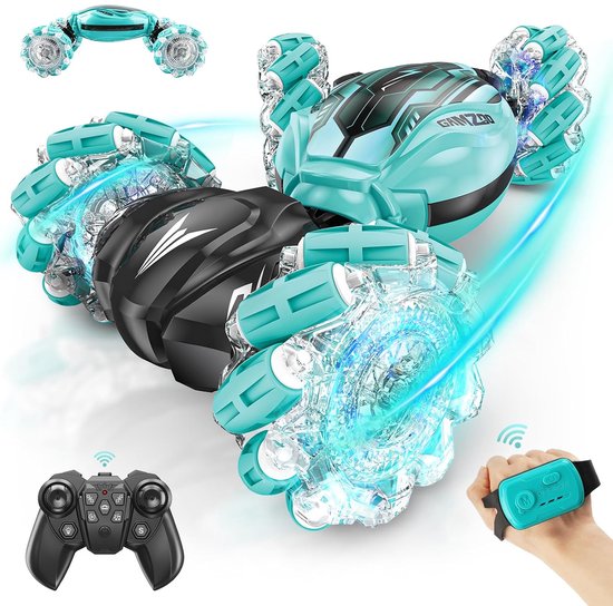 GAMZOO Bestuurbare Auto met Gebaarsensor – RC Stuntauto 4WD Dubbelzijdig Roterende Offroad Auto – 2.4GHz Afstandsbediening Speelgoed voor Kinderen 7-12 Jaar