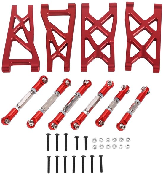 Qqmora Aluminium RC-draagarmen en Trekstangenset voor 1/10 VORTEKS en Typhon - Rood