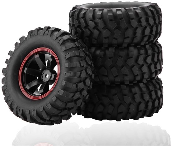 Allecto - 6 gaten RC wielbanden - rubberen banden - ideaal voor off-road gebruik - geschikt voor 1/10 schaal - vervangingsset - 4 stuks