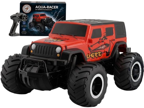 Little Monkeez Aqua Bestuurbare Auto voor Buiten - Rood - Radiografisch Afstandsbestuurbare Race Speelgoed - Jongens en Meisjes - RC Offroad Monstertruck - Waterdicht