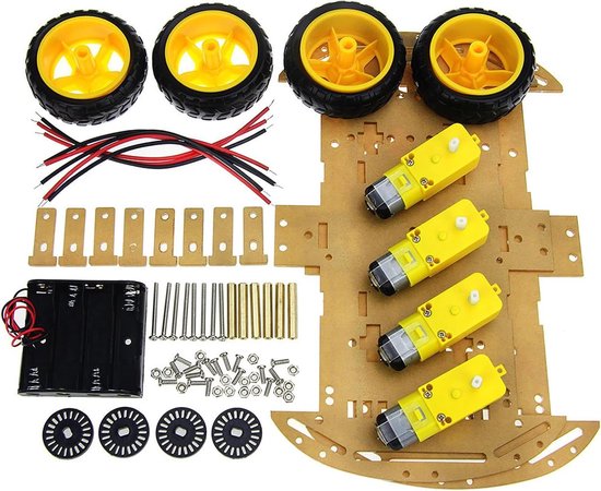 Intelligente Robotwagen - RC Auto Chassis - Hobby Projecten - 4WD met DC Motoren - Groot Chassis - Geel