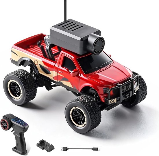 RC Auto met Camera - Afstandsbestuurbare Auto - Avontuurlijk Rijden - Gyro Stabilisatie - 24.5 cm - Rood