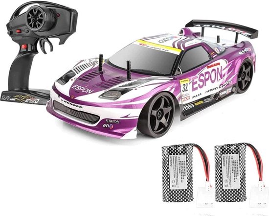 Op afstand bestuurbare auto - RC auto - Drift racen - 4WD met metalen schokdempers - Schaal 1:10 - Zwart