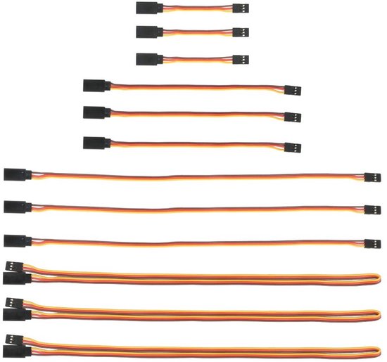 3" 6" 12" 24" JR Style Servo Verlenger, Servo Kabels, 3-Pins Verlengkabel 22AWG voor Modelvliegtuigen, 60 Kernen, Geschikt voor Futaba JR, 4 Maten, 3 Stuks