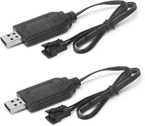 2-Pack Universele USB RC Oplaadkabel voor 7.4V Lipo Batterijen, Met Overload Beveiliging en LED Display, Geschikt voor RC Auto's, Drones en Quadcopter Boten