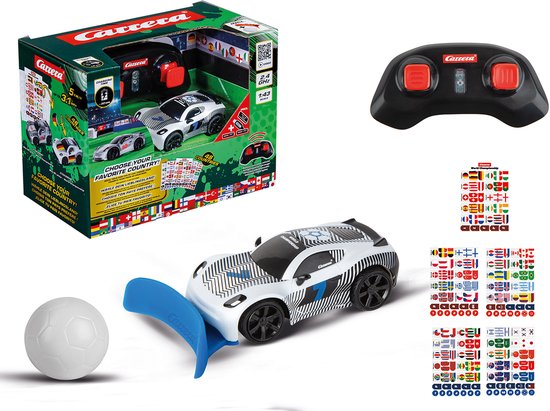 Carrera RC voertuig - Mini RC Auto - Voetbal - Wereld Kampioenschap - Wit - 2,4GHz RC Model Kant en Klaar - 1:43