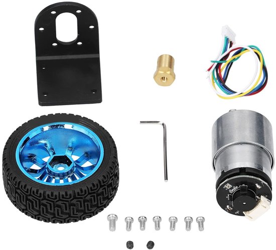 DC12V Encoder Motor Set met Bracket en Wielen voor Balancerende Voertuigen - CW CCW SHAFT, 333rpm, Geschikt voor Robotica en DIY Projecten