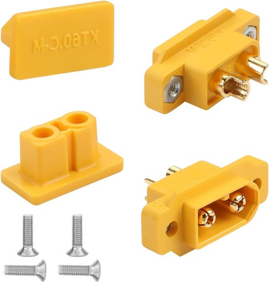 XT60 Male Solder Connector voor RC Modelvliegtuigen en Drones - Goud Geplateerde Plug met Stofkap, 35A 12AWG, Ideaal voor LiPo Batterijen en RC Voertuigen