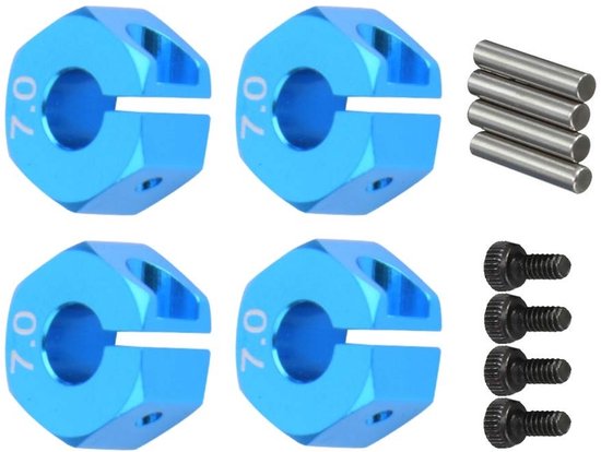 JHUBERS- Aandrijfadapter 4-delige Set - Aluminiumlegering - Lichtgewicht - Slijtvast - Geschikt voor 1/10 RC voertuigen - Inclusief pennen en schroeven - Rc-onderdelen
