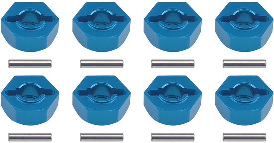 Dailygoods- Drive Hub Adapters 8x Blauw - 12mm Aluminiumlegering - Hex Noten - Universele Fit - Geschikt voor 1/10 RC Model Auto - Hoge Prestaties - Wieladapters