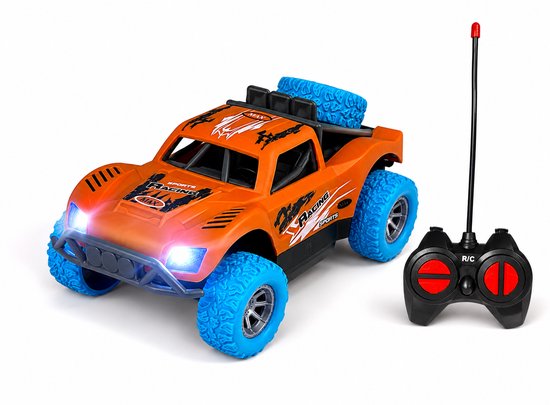 RC Off-Road Racing Truck met Verlichting – 4 Kanaals Bestuurbare Auto incl. Accu, USB Oplader en Afstandsbediening