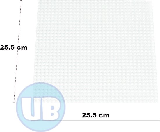 Uniblocks Classic bouwplaat Wit - 25,5 x 25,5 cm | City | combineer met Lego bouwplaten | grondplaten 32x32 noppen | wegen | wegplaat| stad | Geschikt voor LEGO bouwplaten bouwplaat wegplaat