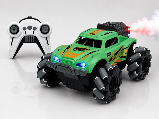 R/C Stunt Mist Spray Car - 6 CHANNEL - Smoke Spray - 4WD bestuurbaar auto – Omni wielen - Drift, Zijwaarts Rijden - LED Verlichting & Mist Effect