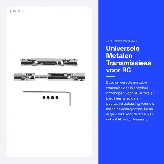 Dailygoods- Aandrijfas Upgrade - Universele Metalen Transmissieas - Geschikt voor WPL 1/16 RC Vrachtwagen - 2 Stuks - Duurzaam Materiaal - Schokbesten