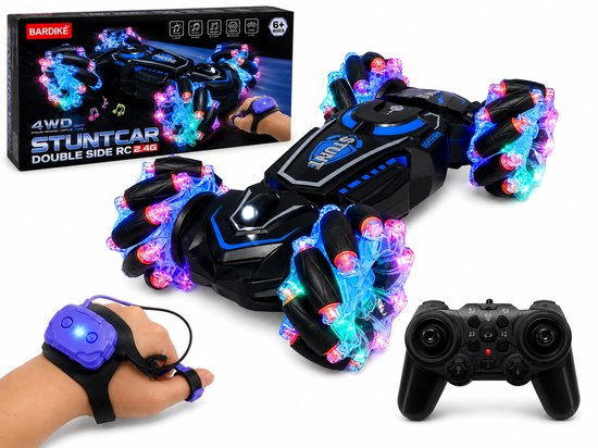 RC Stunt Auto met Omni Wielen – 360° Rijden - Zijwaarts , links, rechts vooruit-achteruit Rijden - LED Verlichting & Horloge Besturing