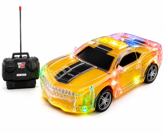 Speed Sport Car - Rc Auto - met led lichtjes - transparant kap - 4 kanaals - Afstand Bestuurbaar Auto - 1:18