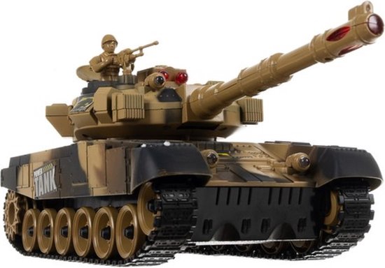 Ariko XXL RC Speelgoed Tank - Beige - Op afstand bestuurbare Radiografische tank met afstandsbediening - Met licht & geluid effecten - met interne accu - schaal 1:14 - 2,4 GHz