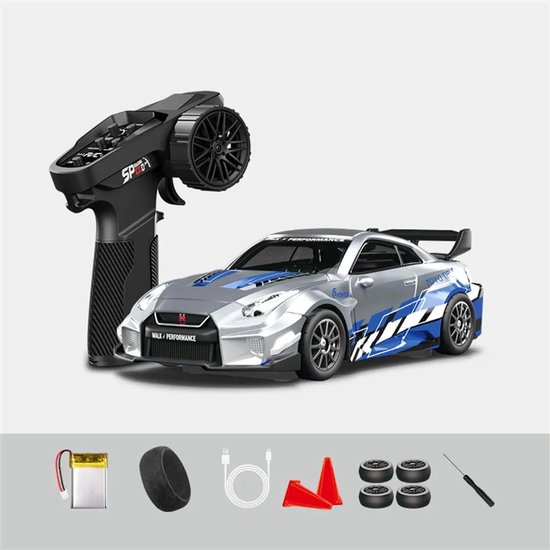 Hstar D43-02 RC Drift Auto 1:43 4WD met Gyroscoop – Mini RC Auto RTR met Proportionele Besturing, LED Verlichting, 2.4GHz Afstandsbediening, Indoor Drift Wagen