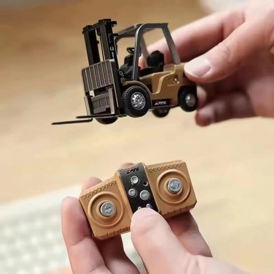 Mini RC Heftruck 1:64 – Gabelstapler – 2.4G Radiografisch Bestuurbaar via App & Afstandsbediening – LED & Geluid – RTR Bouwvoertuig