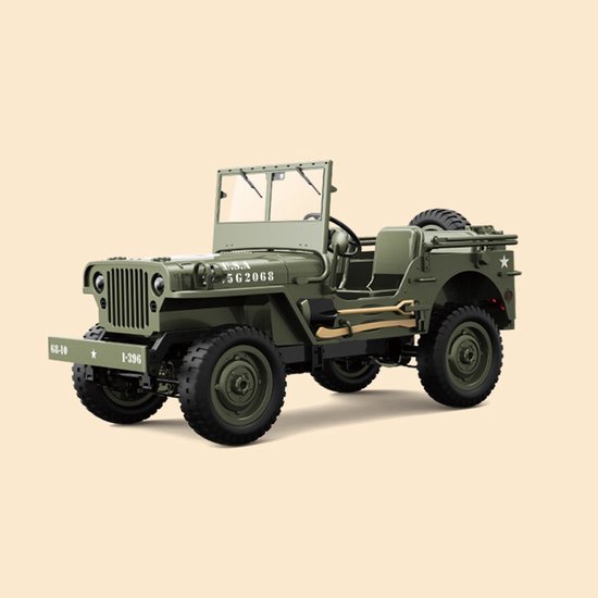 JJRC C8815 RC Auto 1:12 4WD Offroad Militair Model – 2.4G Afstandsbediening, LED Verlichting, 7.4V Li-ion Accu – 6 km/h – Standaard