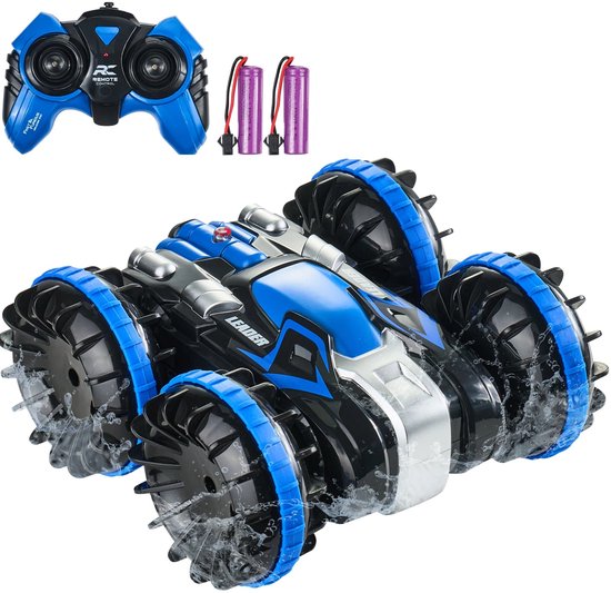 NordHaus Amfibische RC Auto Boot Blauw - 2,4 GHz Afstandsbestuurbare Stuntauto - 360° Rotaties - Water & Land - 12 km/u - 15,5 cm