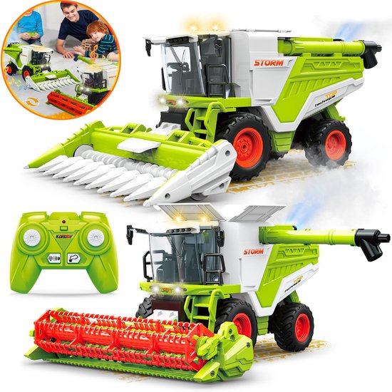 RC-Boerderijtractor Speelgoed - Op Afstand Bestuurbare Oogsttruck - Met Geluid, Licht En Spray - Landbouw- En Oogstmachinespeelgoed
