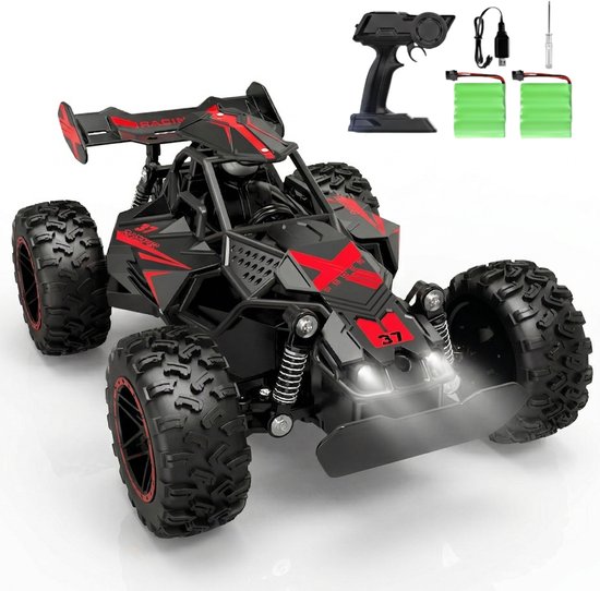 Nexar Bestuurbare Auto - RC Auto Buggy - Afstandsbestuurbare Auto voor Buiten - Met LED Verlichting - Zwart/Rood