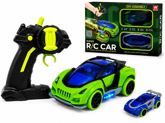 RC DIY CAR - 2in1 Rc Auto - Assembly DIY Bouwset – Met LED Verlichting, 2 Verwisselbare Kappen en Afstandsbediening