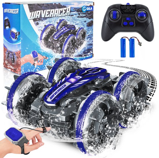 GILA Bestuurbare Auto All-Terrain - RC Auto met 2 Accu's - Waterdicht - Speelgoed Autos Jongens - Buitenspeelgoed - Race Boot Land & Water - 1,5u Speelplezier - Radiografisch