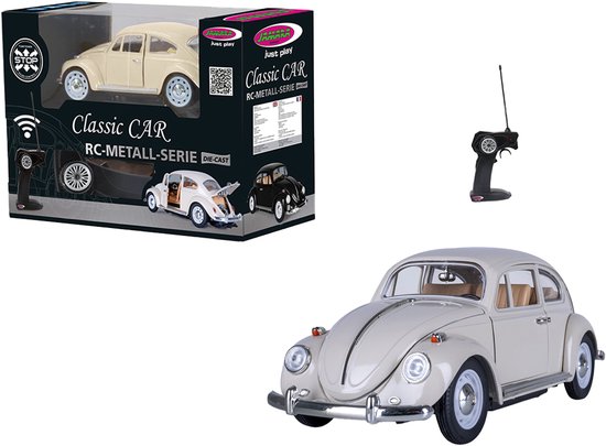 Jamara RC voertuig Auto - 405111 RC Auto - Volkswagen Kever - Crèmewit - Diecast - 40 MHz RC Model Kant en Klaar - 1:18 Bestuurbare Auto