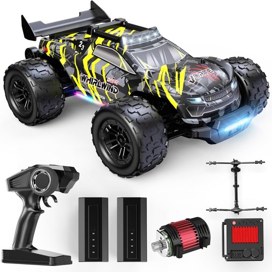DEERC 1:14 Brushless RC Auto - 4WD Offroad Monster Truck - 70 km/u (3S compatibel) - Met LED Verlichting & Extra Accu