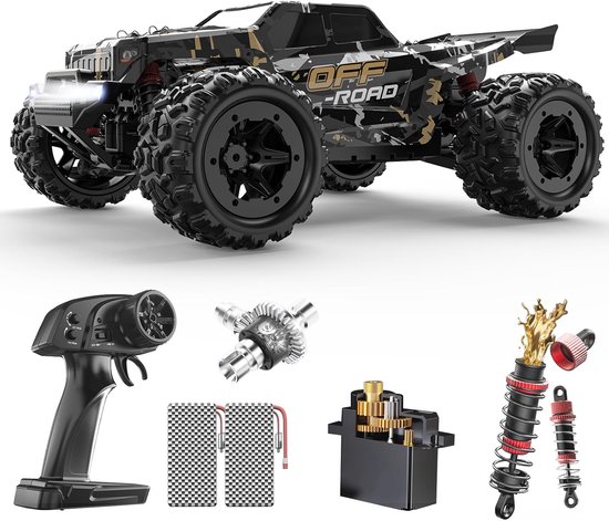 DEERC 9309E Bestuurbare Auto (RC) - 1:16 Monstertruck - 40 km/h - 4WD Off-Road - Inclusief 2 Accu's (40 Minuten Speeltijd) - Waterbestendig (IPX4) - Speelgoed voor Kinderen & Volwassenen - Zwart