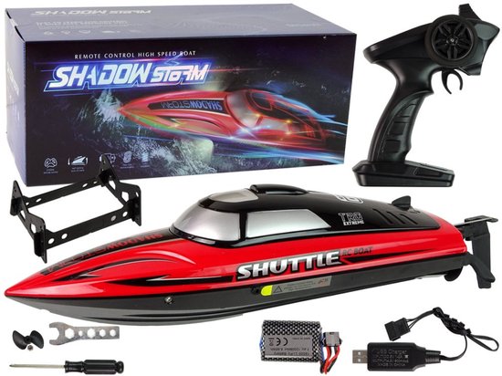 Playos® - RC Speedboot - Rood - tot 25 km/h - tot 150 meter - vanaf 8 jaar - RC Boot - Speelgoed - vanaf 14 jaar