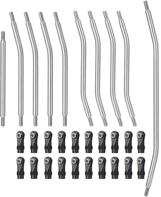 RC Auto Link Rod - 10 stuks voor Axial Wraith - Zwart en zilver - RC-accessoires - Geschikt voor 1/10 RC auto - 130 mm en...