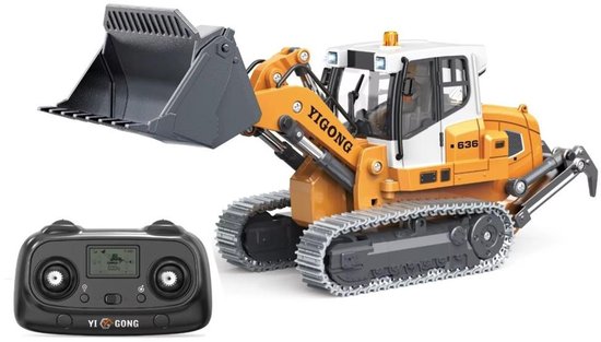 RC Bulldozer 1:50 Afstandsbestuurbaar – Metalen Rupsbanden – 2.4 GHz – LED Verlichting & Geluid – Inclusief 2 Accu's – Bouwvoertuig voor Kinderen en Verzamelaars