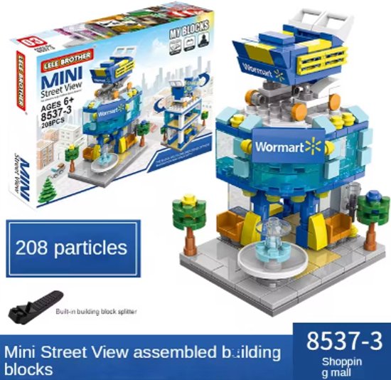 Wormart Huis Bouwstenen Mini City Store Street View ´Wormart´ Kinderspeelgoed voor Jongens En Meisjes Leuk Geschenk Compatibel Met Lego (Building Blocks)