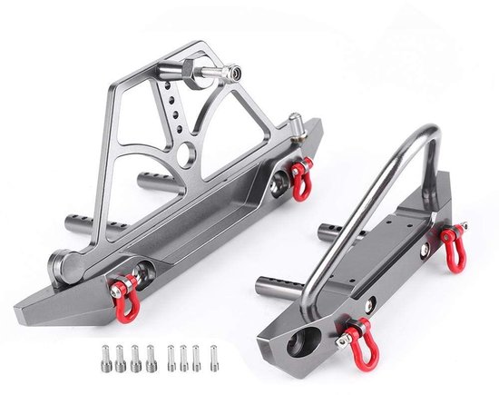 VGEBY RC Bumpers Set - CNC Metalen Voorbumper met Reservewielhouder voor Axial SCX10 SCX10 II