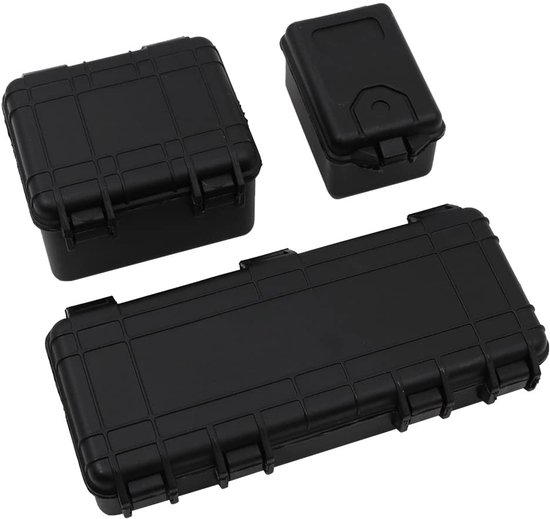 Jhubersproducts - RC Gereedschapskist - Decoratie Accessoires - Verhoogt authenticiteit - Zwart - Voor 1:10 RC Crawler Auto - Inclusief 3 stuks