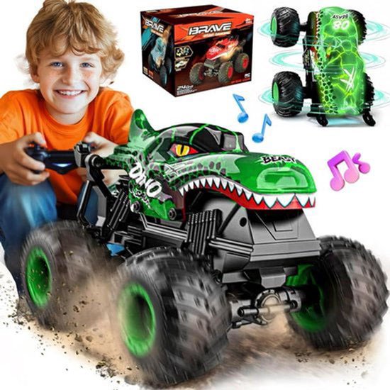 Sogiol® Bestuurbare Auto Kind - RC Stunt Auto 360° Draaibaar - 20 km/u - Met Licht en Geluid - 2.4GHz - 1:20 - Groente