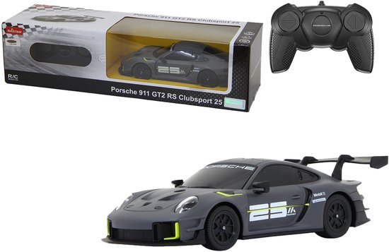 Jamara RC voertuig Auto - 402131 RC Auto - Porsche 911 GT2 RS Clubsport 25 - Grijs - 2,4 GHz RC Model Kant en Klaar - 1:24 Bestuurbare Auto