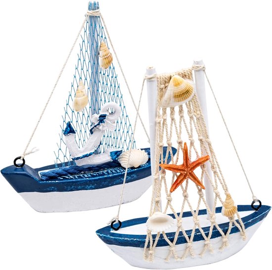 2 stuks zeilboot maritieme decoratie, schip, badkamer, decoratie, zeilschip, model voor kantoor, nautische boot